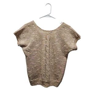 Vintage Jonathan Martin Glam Glittery Beige Cropped Sweater Size M Linen Blend
